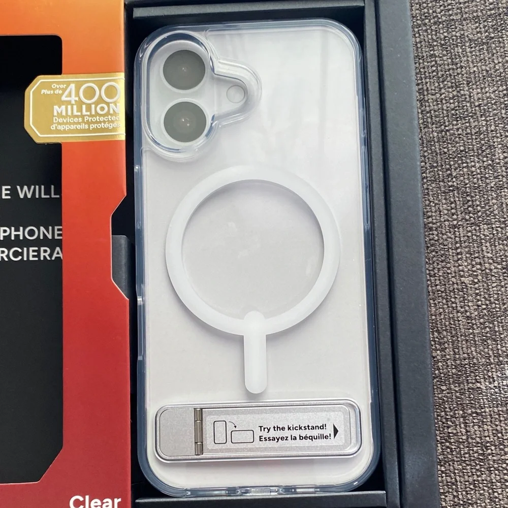 ZAGG Clear Case with Kickstand for iPhone 17 - Transparent White